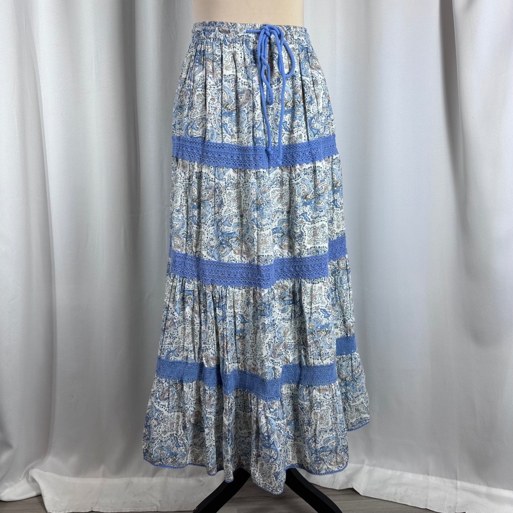 Bridgewater Studio Paisley Maxi Skirt 22W Cottagecore Boho Tiered‎